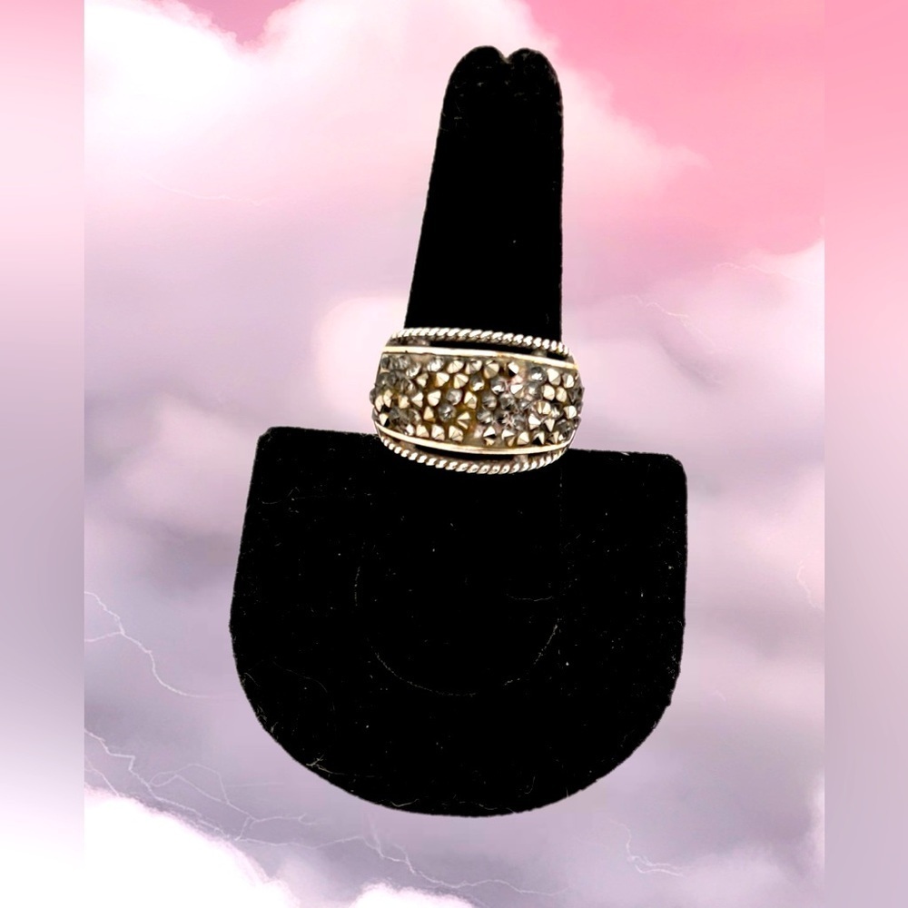 BRIGHTON | Crystal Rocks Marcasite Cocktail Ring | Size 9